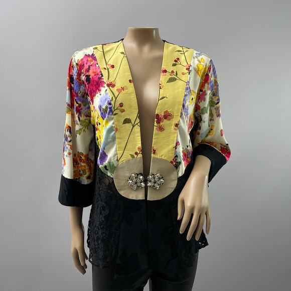 Violet Kay Jackets & Blazers - Violet Kay Spencer Alexis Jacket Women M Floral Print Art to Wear Satin Silk